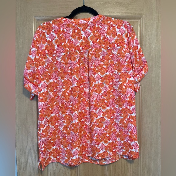 Cynthia Rowley Short Sleeve Tie Floral Blouse - Picture 8 of 8